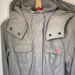 Abercrombie Fitch Warrior Parka Jacket Womens M Gray Pink All Season Outdoor Y2K